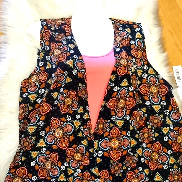 LulaRoe Joy Abstract Print  Duster Vest - Picture 2 of 12